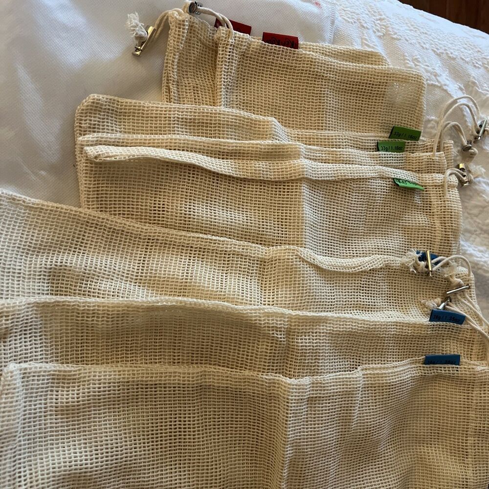 Reusable eco Friendly Washable Bags S M L 100% Organic Cotton Mesh 8 Pack